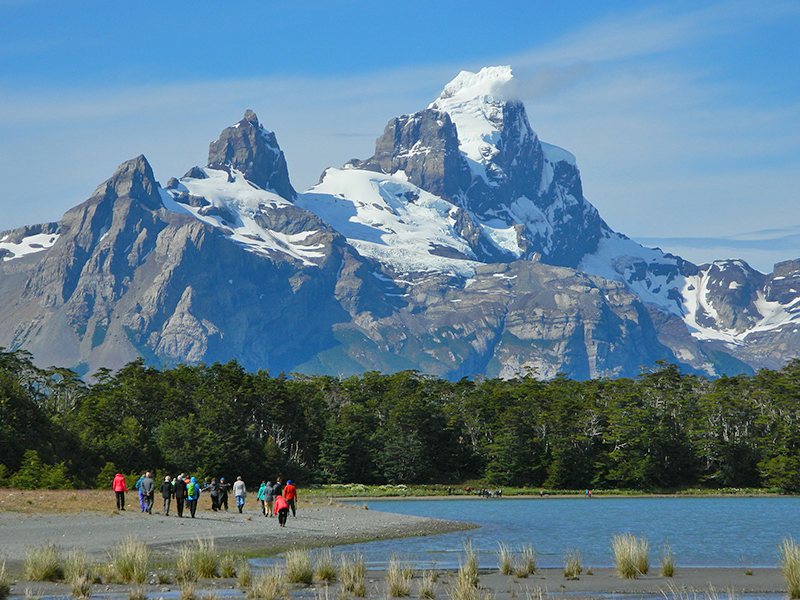 Darwin range in Patagonia with snow-capped peaks.