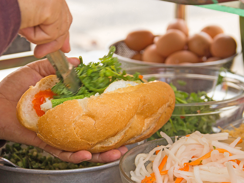 A traditional Banh mi in Vietnam