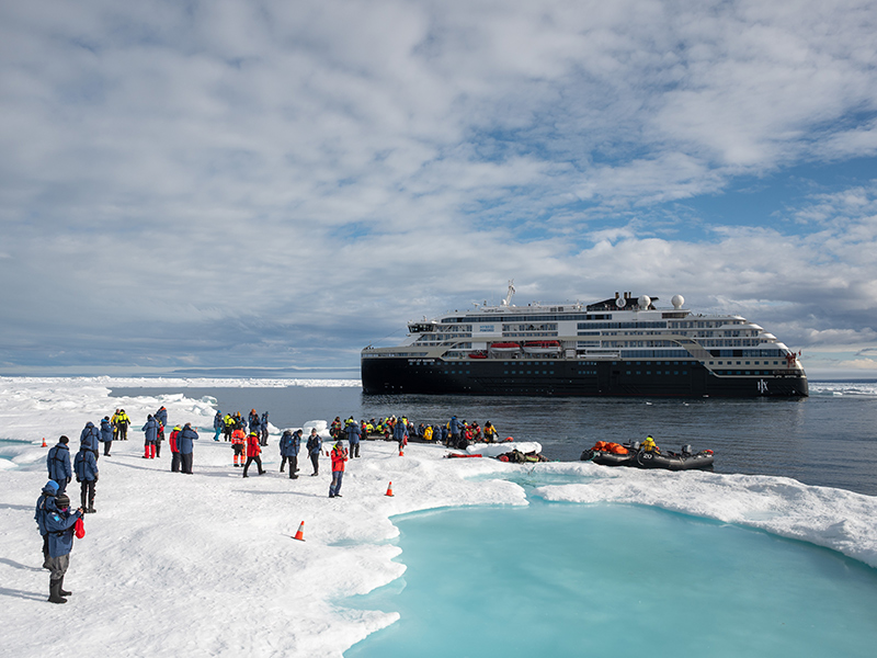 A zodiac landing from MS Fridtjof Nansen in Kane Basin Greenland - Image courtesy of HX Expeditions