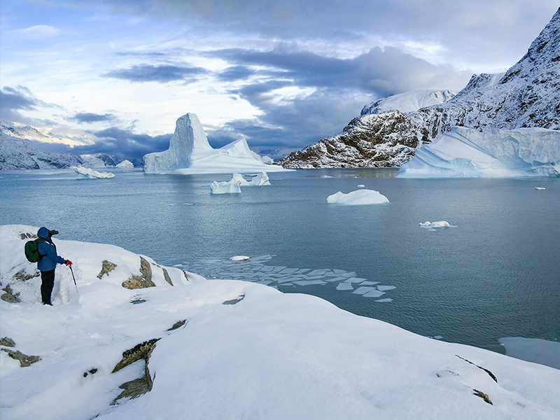 HX Expeditions guest in Scoresby Sund, Greenland -
Image courtesy of HX Expeditions