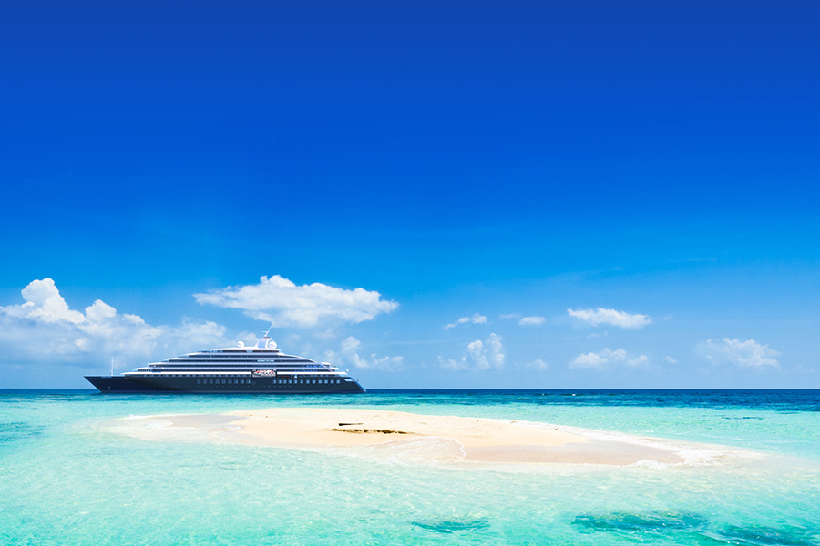 Scenic Eclipse using dynamic positioning in the Caribbean