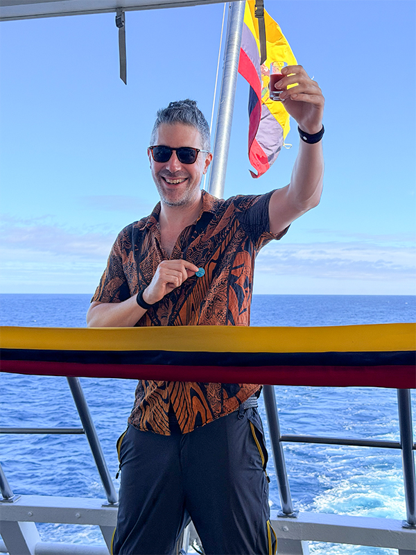 Lewis celebrating crossing the equator!