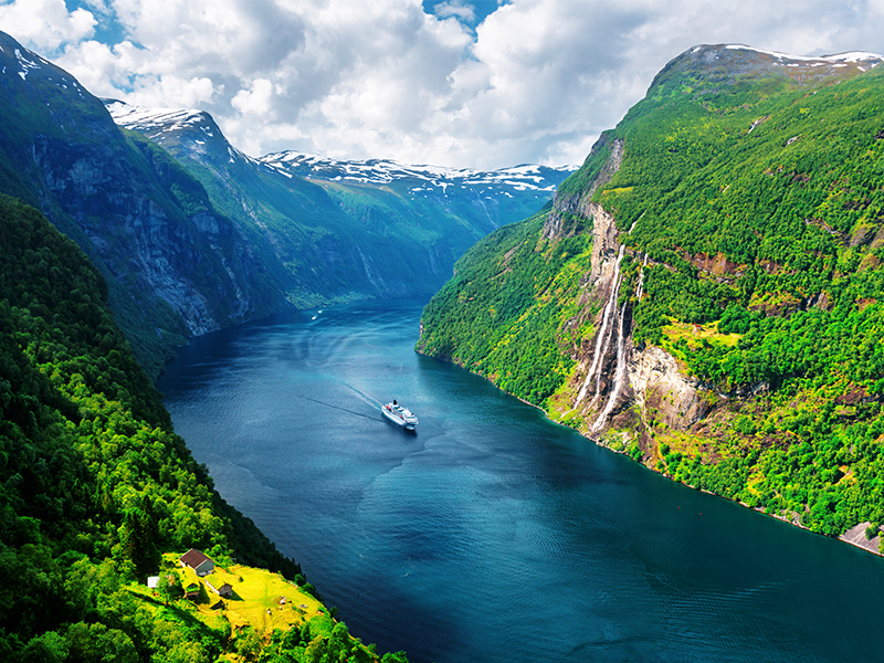 Geirangerfjord ariel shot