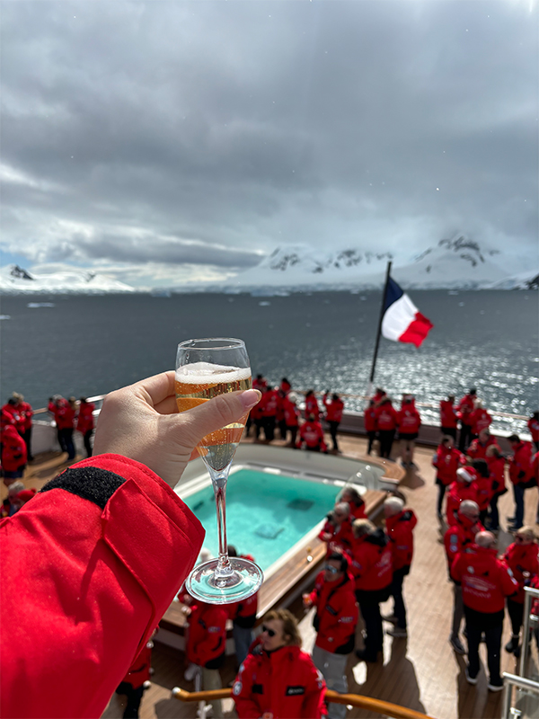 Toasting to Christmas Day on board Ponant
