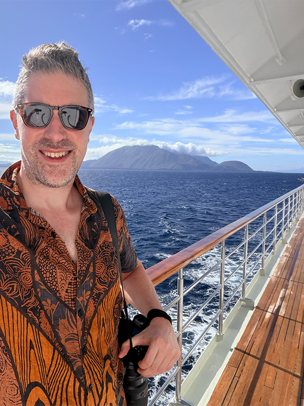 Views of Isabela island as the equator is crossed