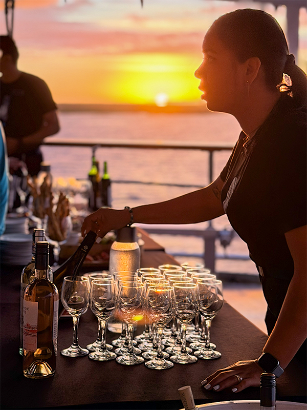 Sunset drinks served after another great excursion to shore